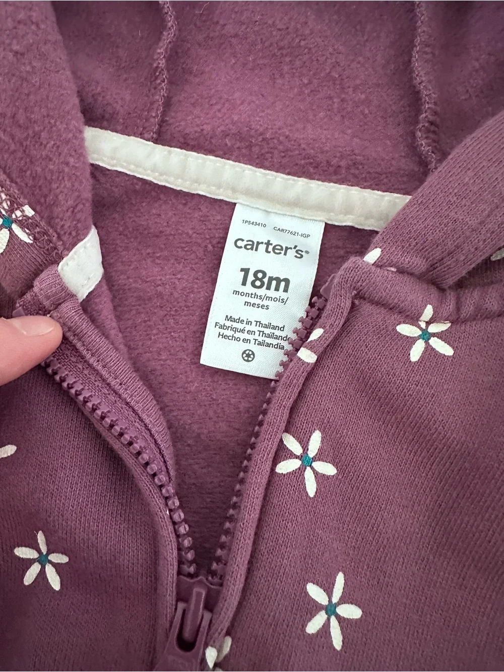 Carter's Plum Floral Zip Hoodie & Joggers Set Size 18 Months